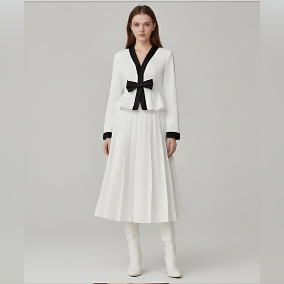 Peplum Waist Pleated Hem Dress - Picture 1 of 5